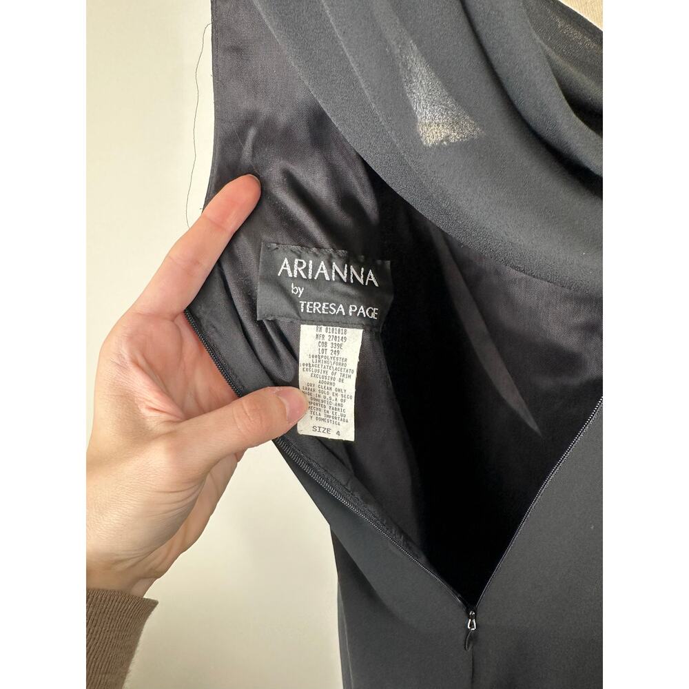 Vintage 90s Arianna by Teresa Page Black Beaded Long Dress - Picture 9 of 13
